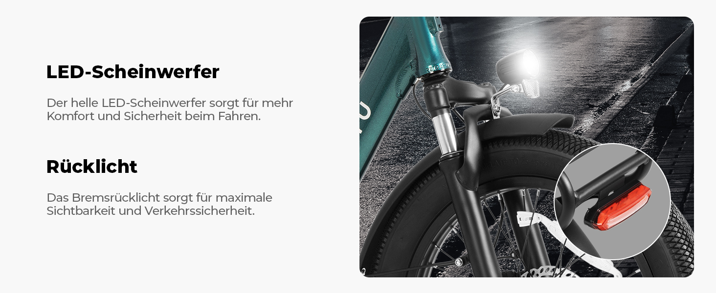 Der Text lautet „LED-Scheinwerfer“ und „BlackAris“. Die Motorrad-Scheinwerferbaugruppe ist auf einem technischen Schwarzweißfoto abgebildet.