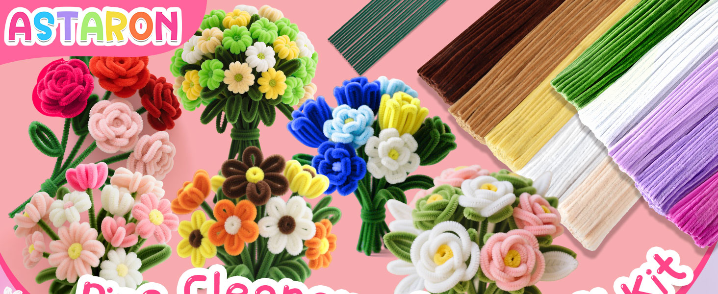 ASTARON 521 Pcs Pipe Cleaners Craft Set, 5 Colors Pipe