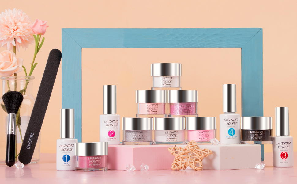 Lavender Violets Acrylic Dip Powder French Nail Art Starter Kit 0.5oz