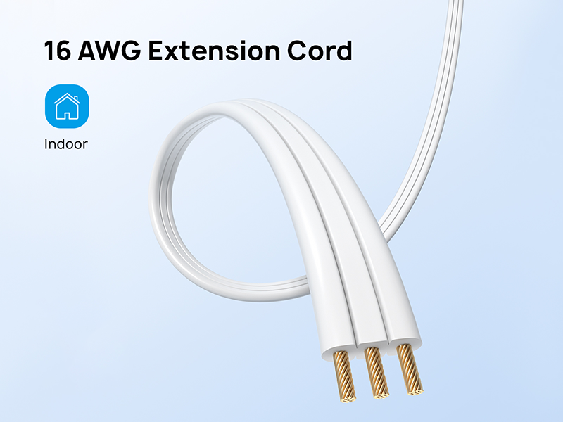 TROND Flat Extension Cord 15 ft Left Angled Flat Plug