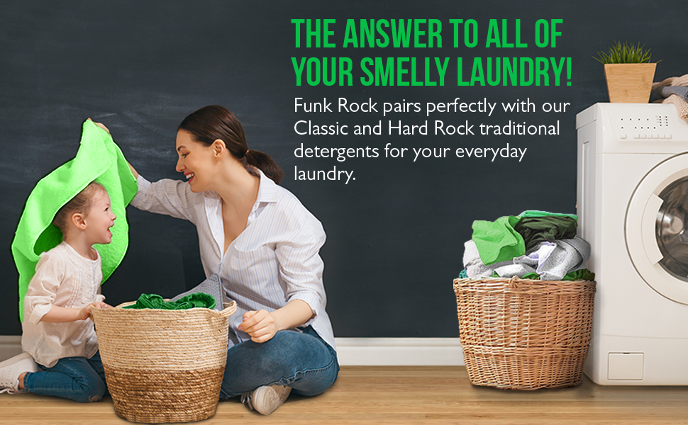 Our Funk Rock is great as a laundry pre-treatment to our Classic Rock and Hard Rock detergents