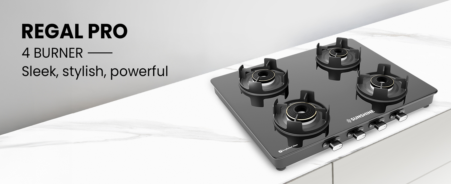 Sunshine Regal Pro Gas Stove Toughened Glass Cooktop Manual Ignition