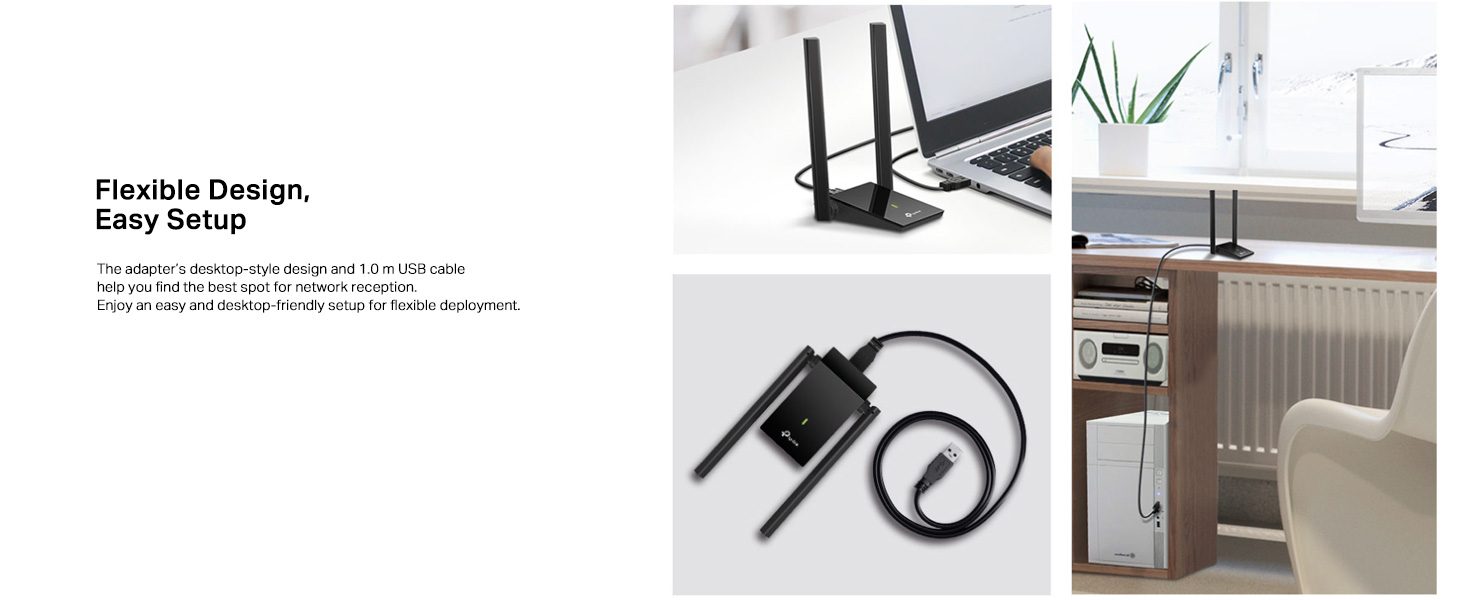 Archer T4U Plus AC1300 Dual Antennas High-Gain Wireless USB Adapter