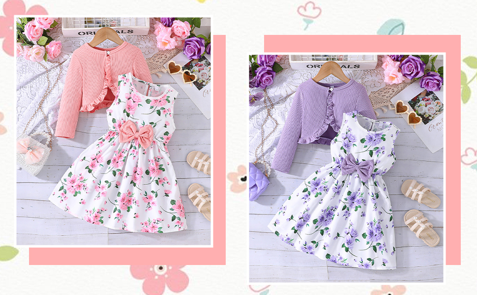 Little Girls Dresses with Cardigan Sets