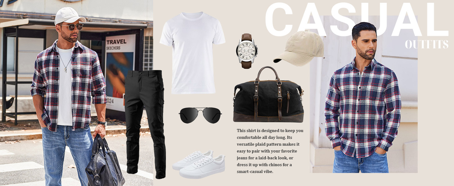 mens flannel shirt long sleeve