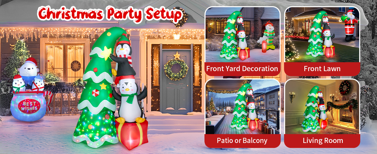 7FT Inflatable Christmas Tree Outdoor Decorations, Blow up