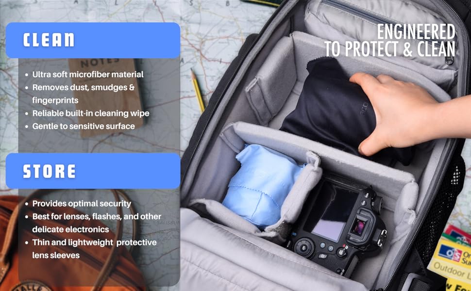 ECOFUSED Camera Lens Pouches Microfiber Lens Cloth Bag 4 Pack