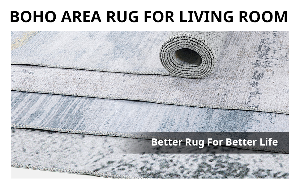 HOMBYS 9x12 Modern Area Rug for Living Room Bedroom, Large Boho Floor Carpet with