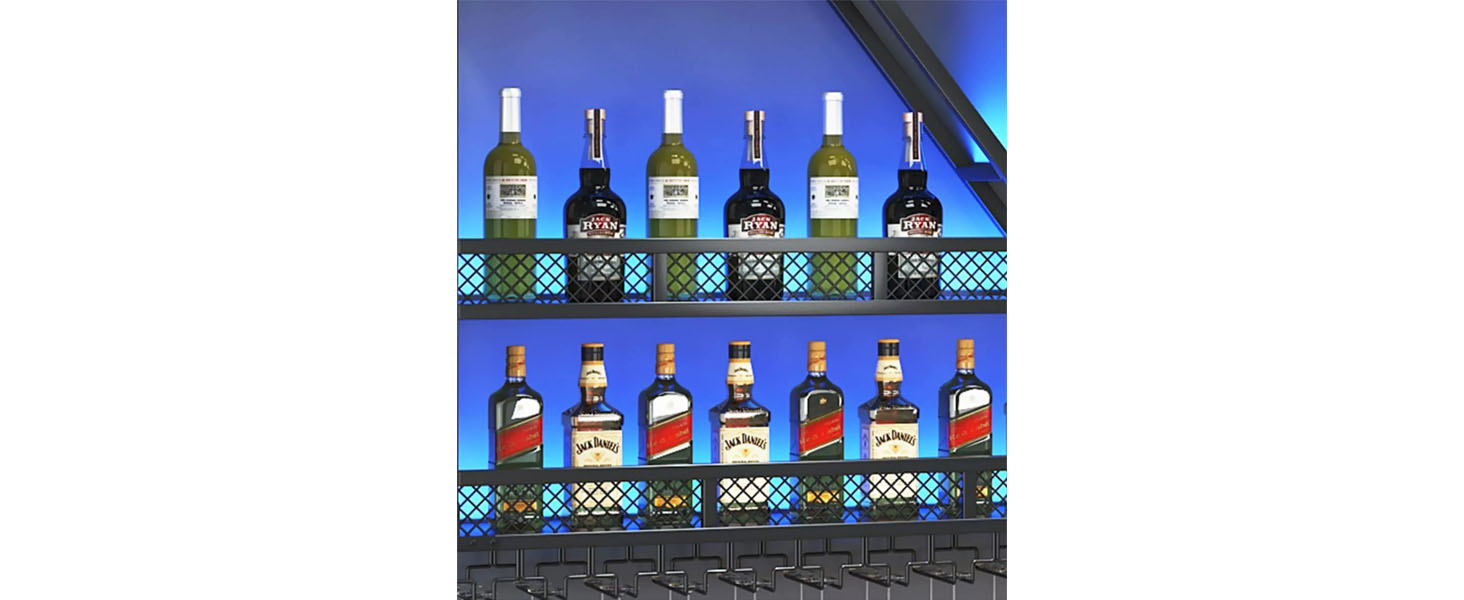 HFTUW Modern Wall Mounted Wine Rack w/LED Light, Metal Wall