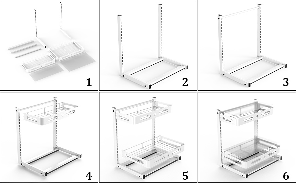 Under Sink Organizer, 2 Tier PullOut Organizer for