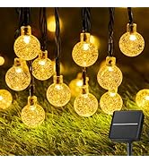Solar String Lights Outdoor 60 LED 36FT with 8 Lighting Modes, Waterproof Solar Powered Crystal G...