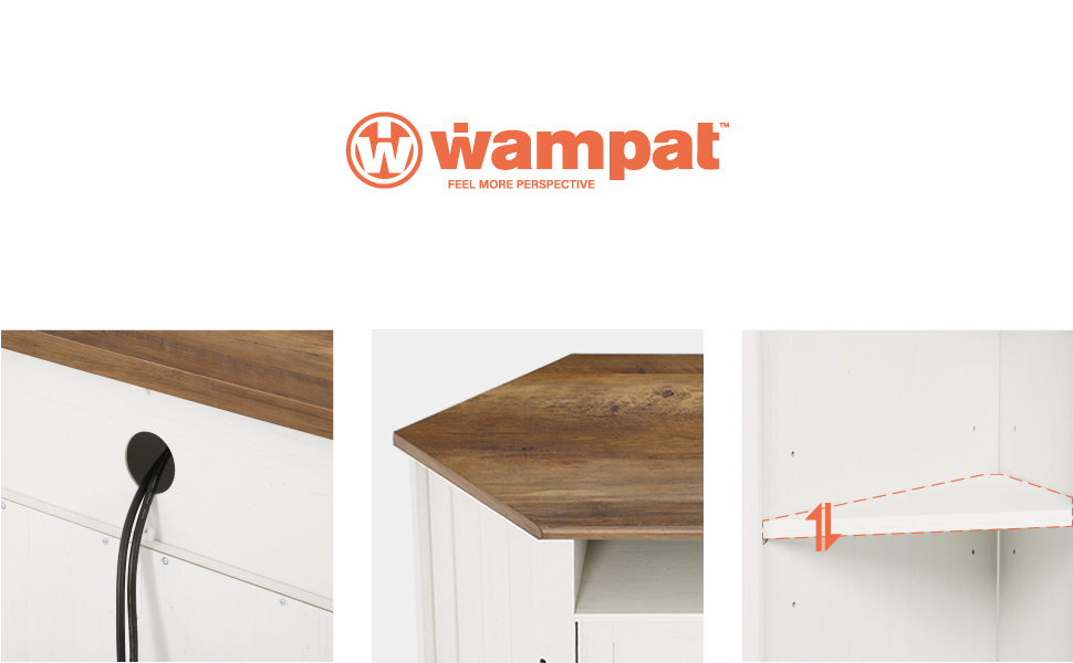 WAMPAT Corner TV Stand with Blue LED Lights for TVs up to