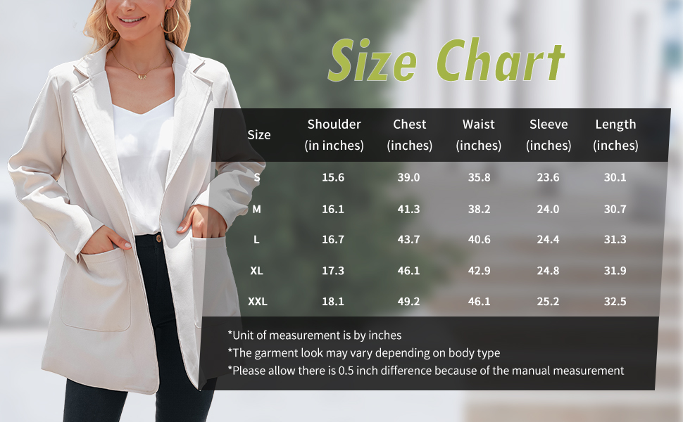 blazers size chart
