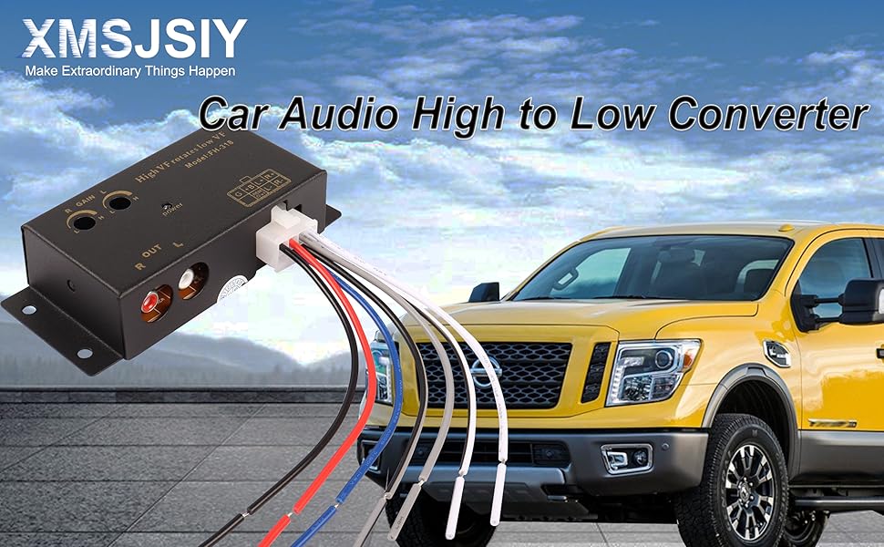 XMSJSIY Car Audio High to Low Converter Adapter Line Input to RCA