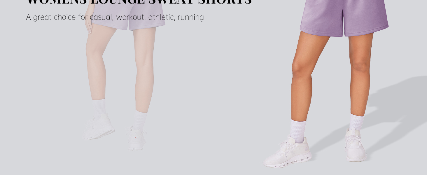 PINSPARK sweat shorts for women lounge high-waist running short elastic waistband high rise short
