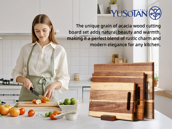 3-piece Acacia Wooden Cutting Board Set for Kitchen