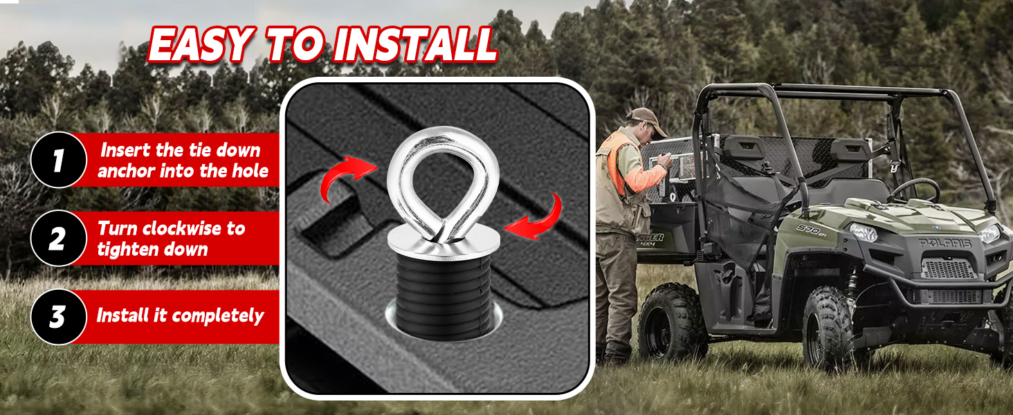 Amazon.com: Mmhpluos Ranger General Tie Down Anchor,Bed Lock and Ride - Polaris Ranger Lock And Ride Accessories