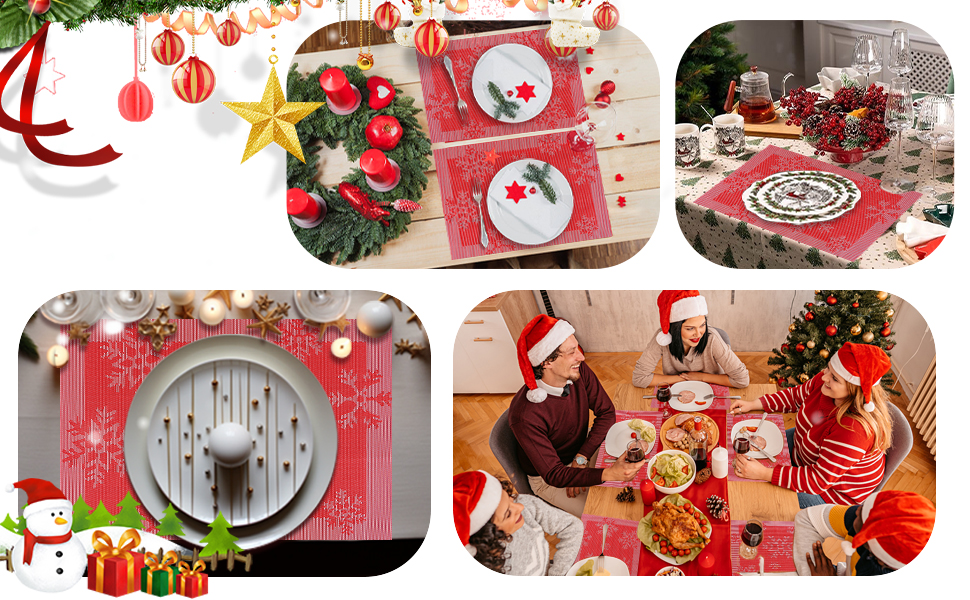 Aofmee Christmas Placemats, Placemats for Dining Table Set of 6