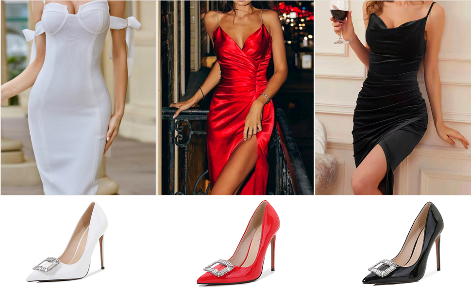 【ゆっちゃん】HEARTMOTIFPOINTEDTOE PUMPS Amazon.com | XYD Women Rivets Spikes Stilettos Peep Toe