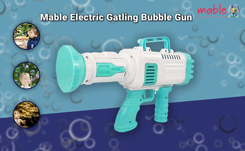 Buy MABLE Electric Gatling Bubble Gun 32Hole Large Bubble Machine for Toddlers Fun Indoor