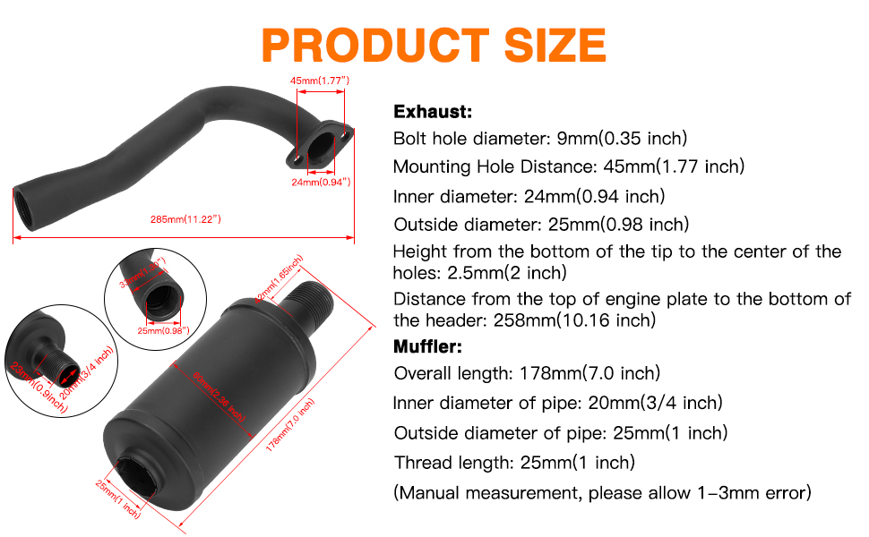 FVRITO Exhaust Pipe Muffler Silencer Kit for Non Hemi