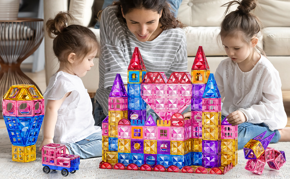 Amazon.com: LILYBUDS 52 Pcs Magnetic Tiles for Kids Ages 4-8