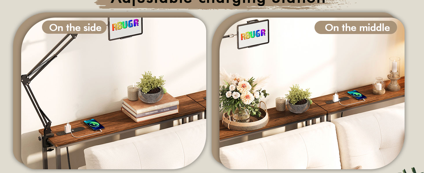 2 Pack 71.2" Narrow Sofa Table with Wireless Charging