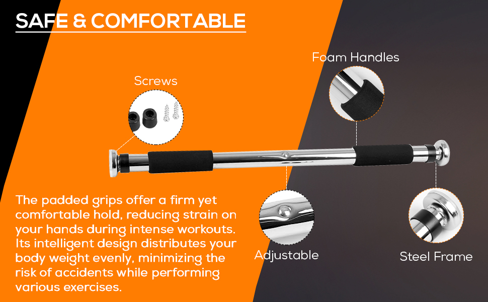 ZENO Pull Up Bar Adjustable Doorway Chin Up Bar PullUp Bar for Home 63CM 100CM Length