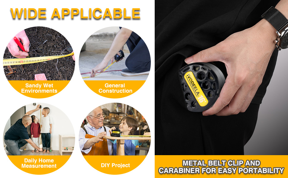 Retractable Tape Measure,Stainless Steel Blade Measuring Tape,16ft/5M 1