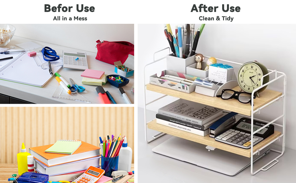 Desktop Organizer Shelf，Adjustable 2Tier Organizer Storage