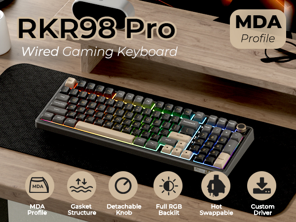 RK R98Pro メカニカルキーボード Amazon.com: RK ROYAL KLUDGE R98 Pro Wired Mechanical