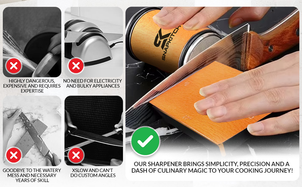 SNAPKITCH Rolling Knife Sharpener Kit Diamond Infused