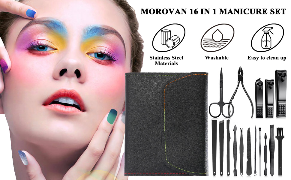 Morovan Manicure Set Nail Clippers Stainless Steel Manicure Kit Nail Tools Grooming Kit for
