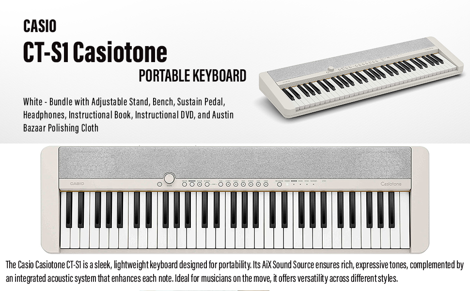 Casiotone (カシオトーン) CT-S1 ホワイト Amazon.com: Casio CT-S1 Casiotone 61-Key Portable Keyboard