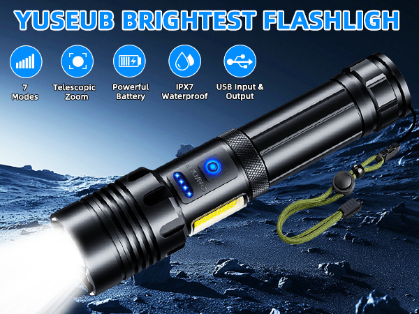 Rechargeable Flashlight 990000 High Lumens, Powerful Led