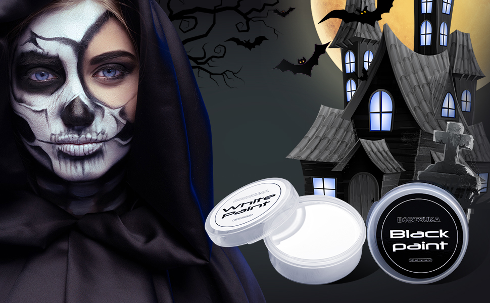 Peinture Corporelle Noir Et Blanc D'Halloween Peinture - Temu Canada