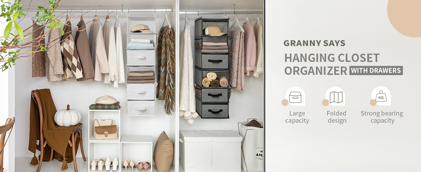 GRANNY SAYS 6Shelf Hanging Organizer for Closet, Separable