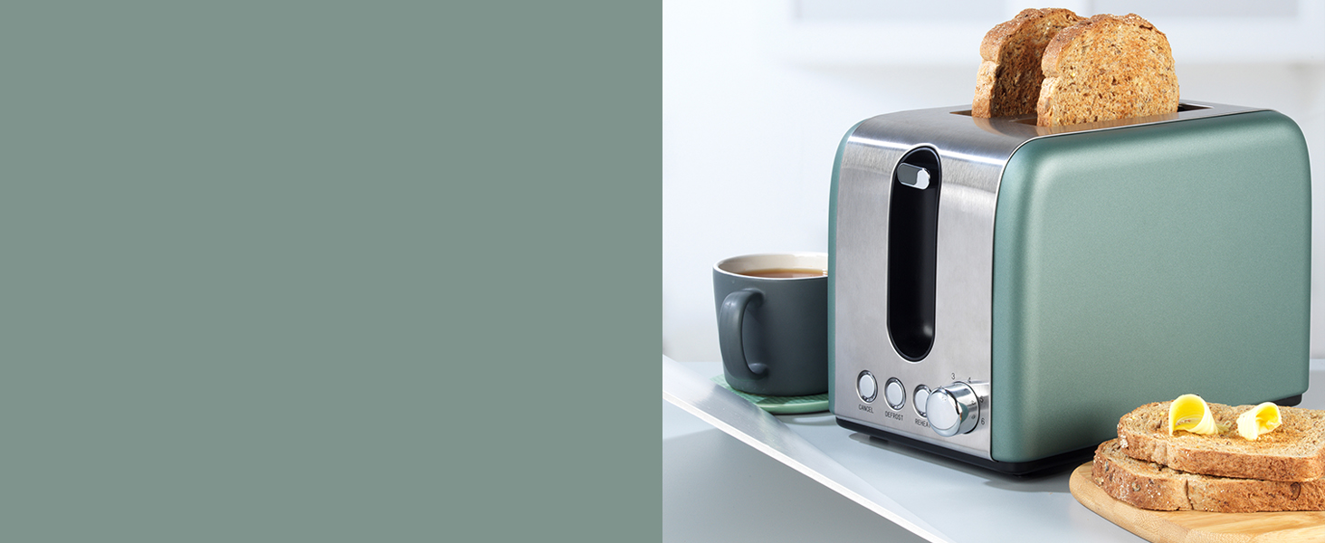 shimmer green toaster with toast popping out