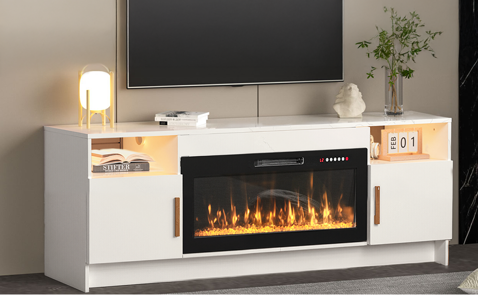 Amazon.com: Kucreiheat White Electric Fireplace TV Stand