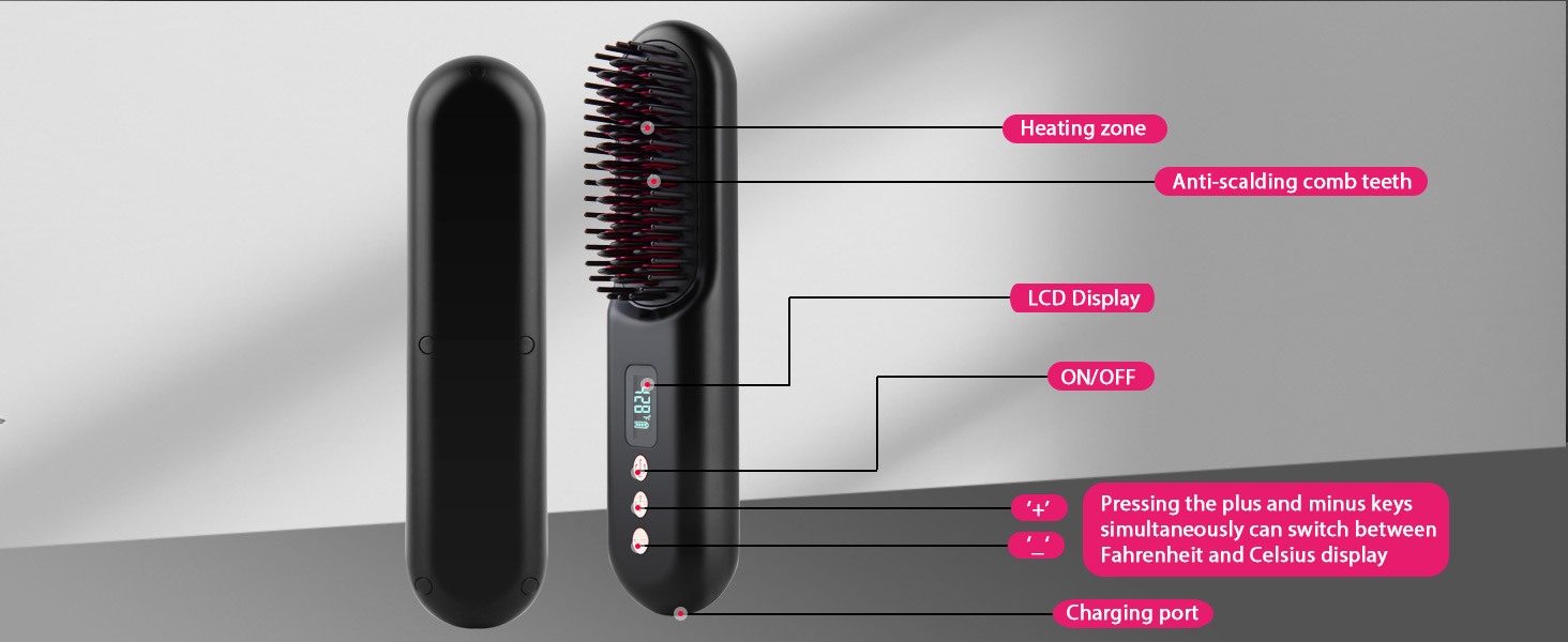 Cordless Hair Straightener Brush