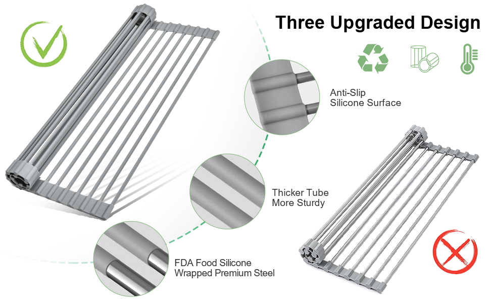 MERRYBOX Roll Up Dish Drying Rack, Over The Sink Dish Rack Foldable, HeatResistant