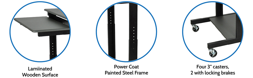 Offex Mobile Height Adjustable Computer Workstation/Presentations Lectern - Gray