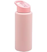 Soft pink reusable water bottle with flip-top lid, featuring a matte finish and cylindrical design suitable for everyday hydration.