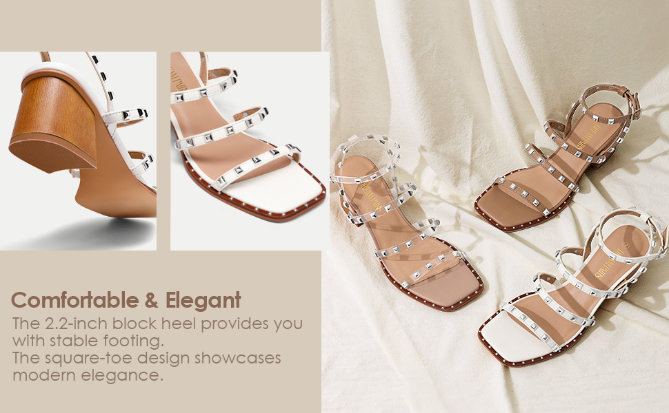 DREAM PAIRS Clear Studded Rhinestone Heels for Women