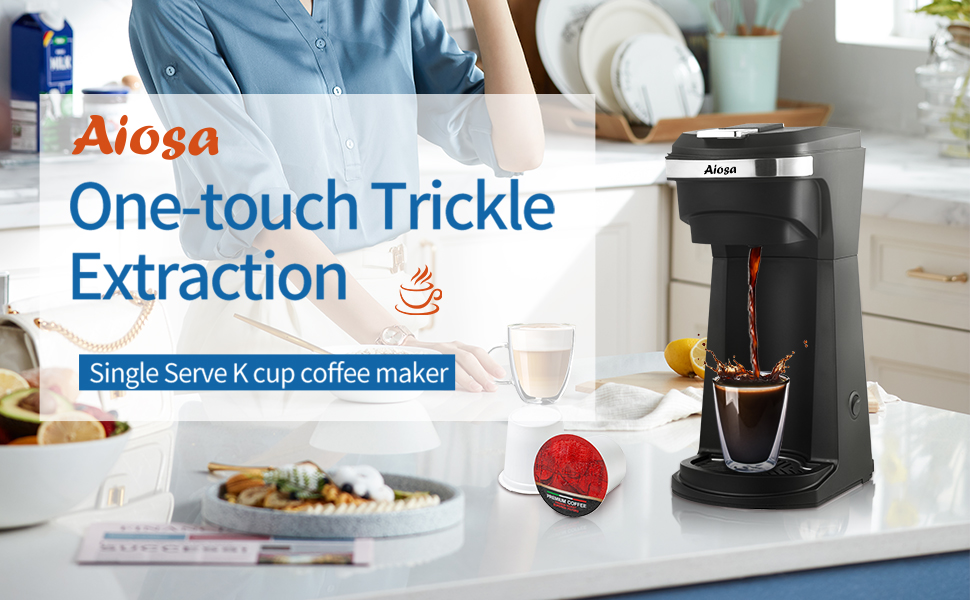 Aiosa 2 in 1 Single Serve K cup Coffee Maker 14Oz,With