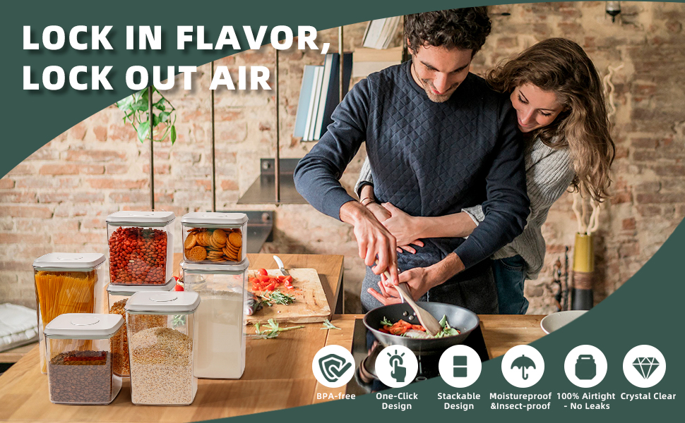 Tourdeus Pop Top Food Storage Containers 8 Pack Kitchen