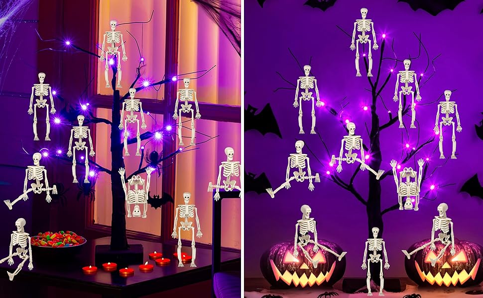 MUXIUNT 10 Pcs Halloween Mini Skeleton Figurine Decoration
