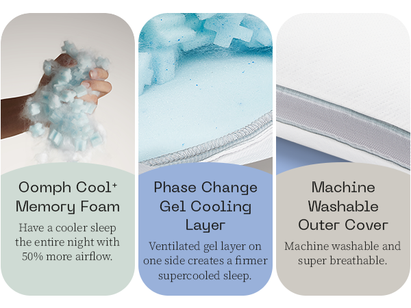 Cool+ cooling pillows coop bed pregnancy pillows for sleeping on stomach memory foam cooling gel