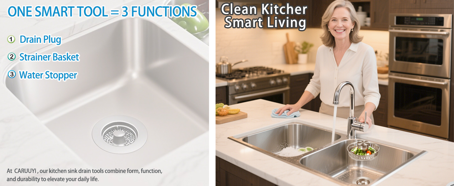 3 in 1 sink strainer stopper, kitchen sink drain strainer and stopper