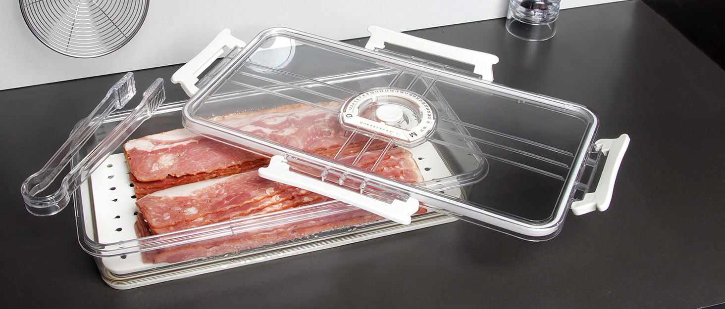 Bacon Storage Container with Airsealed Tight Lid for